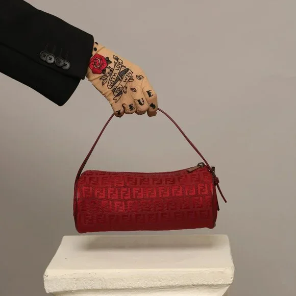 SOLD Rare FENDI Zucchino Barrel Pochette Red - Picture 1 of 12